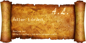 Ádler Lóránt névjegykártya